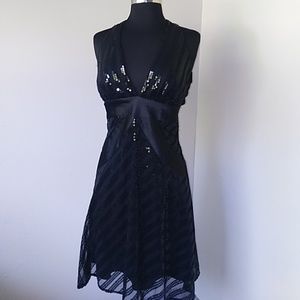 Morgan forever open back black sequin dress